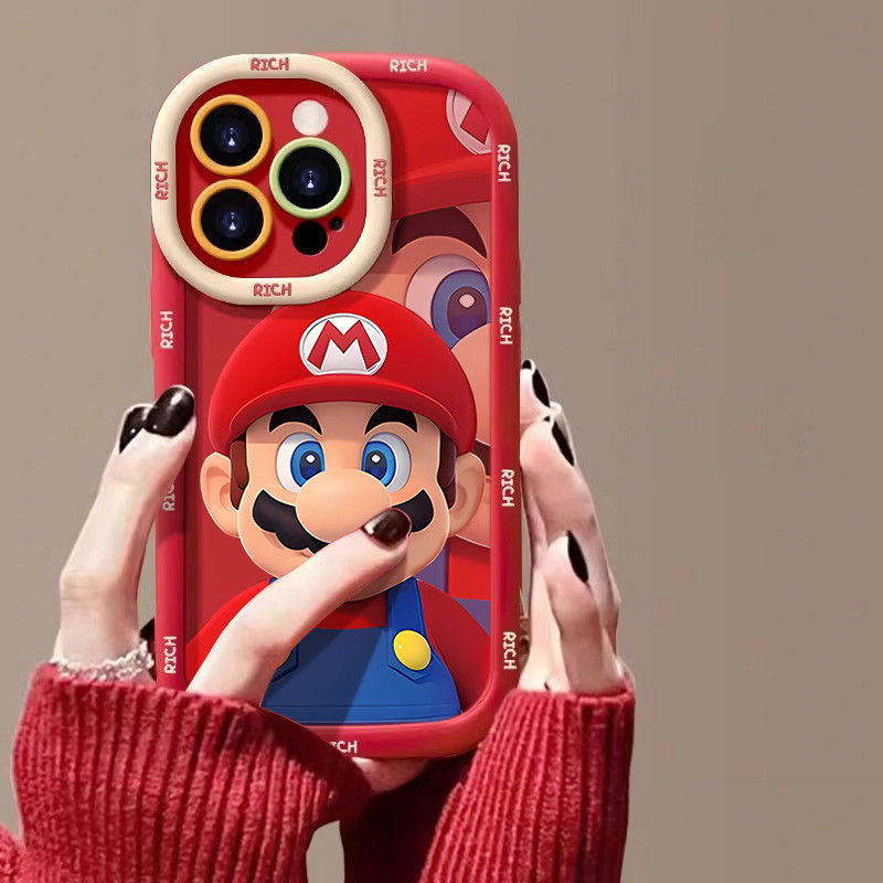 iPhone case/cover：:Cartoon Big Head Mario Phone Case for iPhone 17 Pro Max/ iPhone 16/ iPhone 15/iPhone 14/ iPhone 13/ iPhone 12, Shockproof Soft  Full Protective Cover iPhone 11