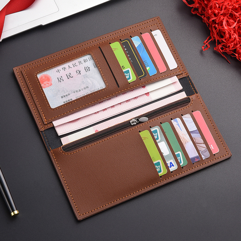 Men's  Wallet:Men's Long  Leather Wallet, Slim Multi-Card Bifold Business Purse with Large Capacity