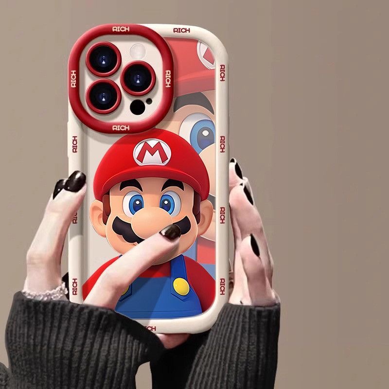 iPhone case/cover：:Cartoon Big Head Mario Phone Case for iPhone 17 Pro Max/ iPhone 16/ iPhone 15/iPhone 14/ iPhone 13/ iPhone 12, Shockproof Soft  Full Protective Cover iPhone 11