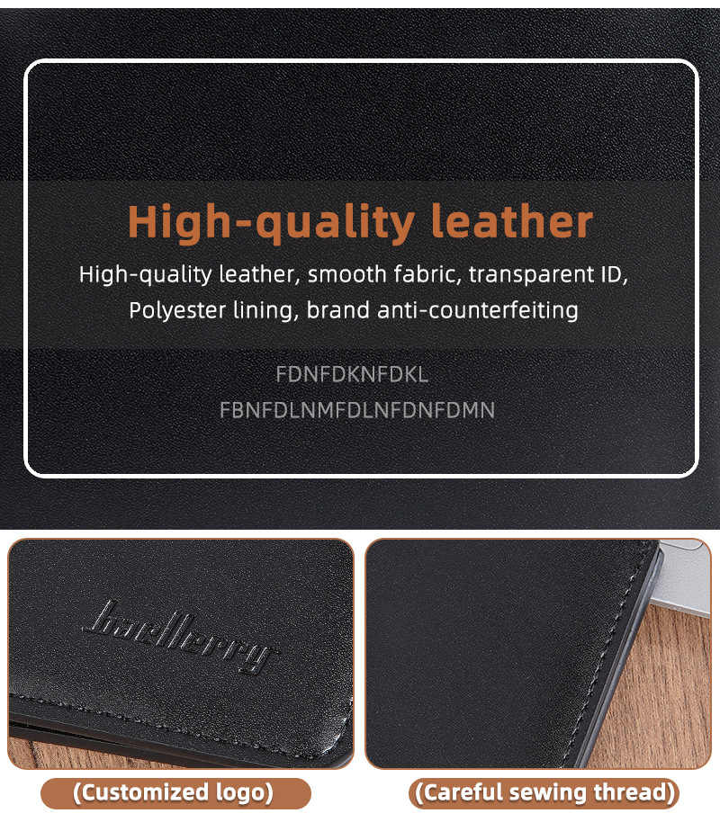 Men's  Wallet:Baellerry Men's Short Bifold Wallet, Multi-Card Slots Zipper Coin Purse, Slim PU Leather Casual Card Holder for Men