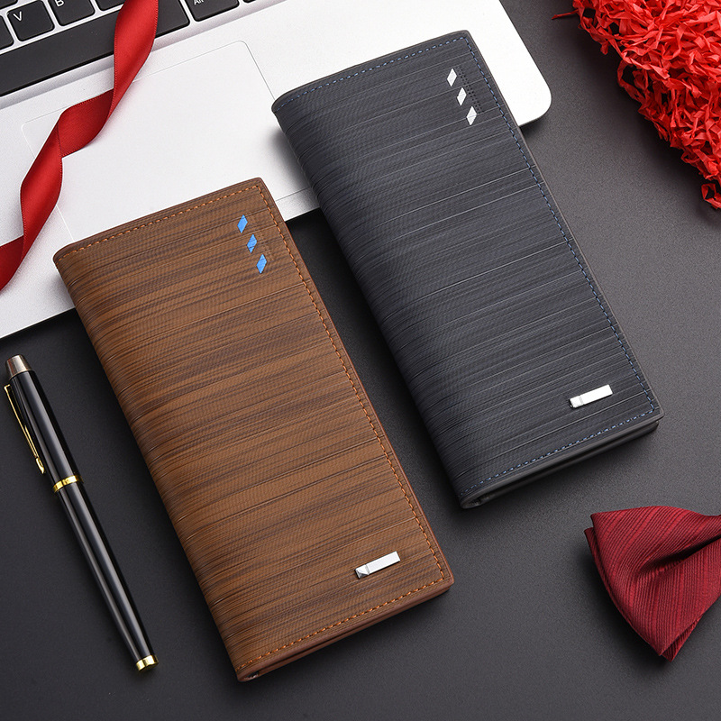 Men's  Wallet:Men's Long  Leather Wallet, Slim Multi-Card Bifold Business Purse with Large Capacity