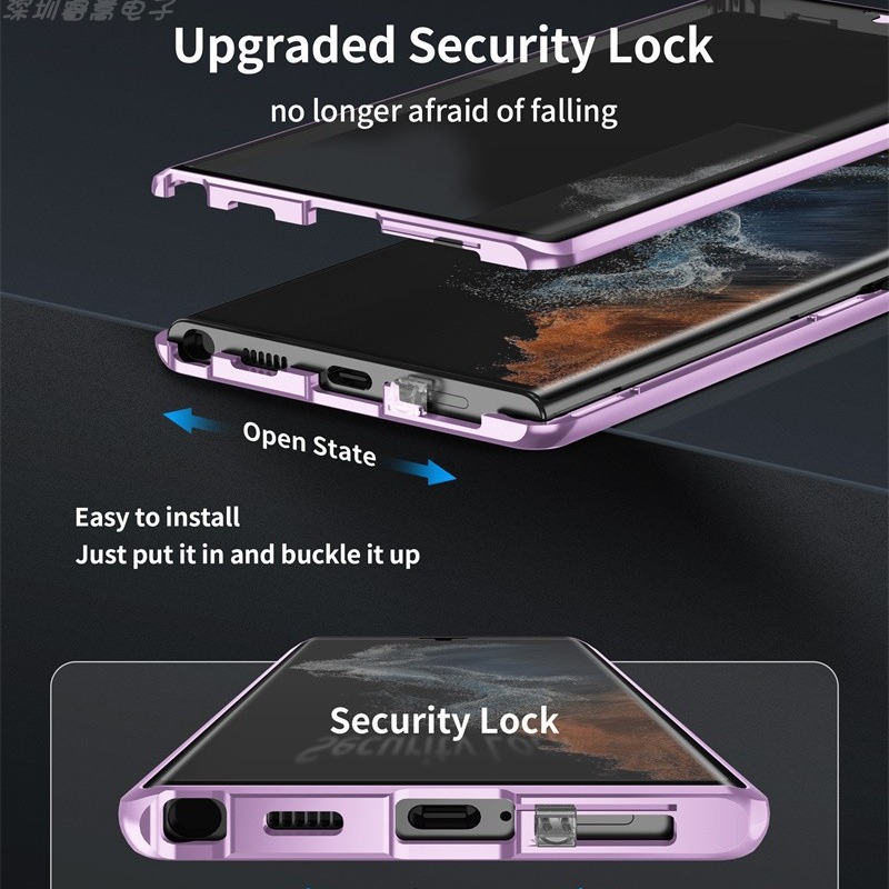 Samsung cover/Case：Latest Hot Sale Double Sided Tempered Glass Magnetic Phone Case, Metal Frame Full Wrap Anti-blue Light Protective Cover for Samsung S26/S26Plus/S26Ultra/S25/S25Plus/S25Ultra/S24
