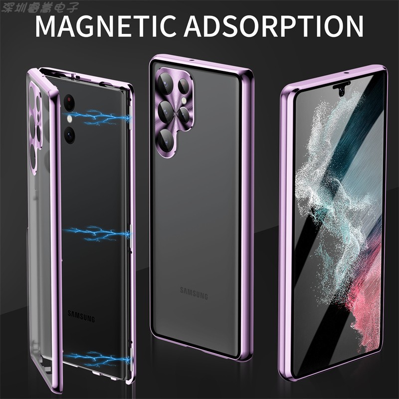 Samsung cover/Case：Latest Hot Sale Double Sided Tempered Glass Magnetic Phone Case, Metal Frame Full Wrap Anti-blue Light Protective Cover for Samsung S26/S26Plus/S26Ultra/S25/S25Plus/S25Ultra/S24