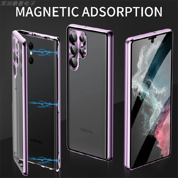 Samsung cover/Case：Latest Hot Sale Double Sided Tempered Glass Magnetic Phone Case, Metal Frame Full Wrap Anti-blue Light Protective Cover for Samsung S26/S26Plus/S26Ultra/S25/S25Plus/S25Ultra/S24