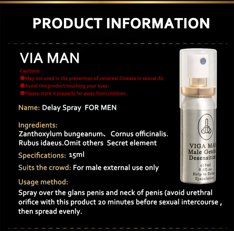 VIGA MAN Male Desensitizing Delay Spray 15ml Gentle Intimate Care Spray for Men