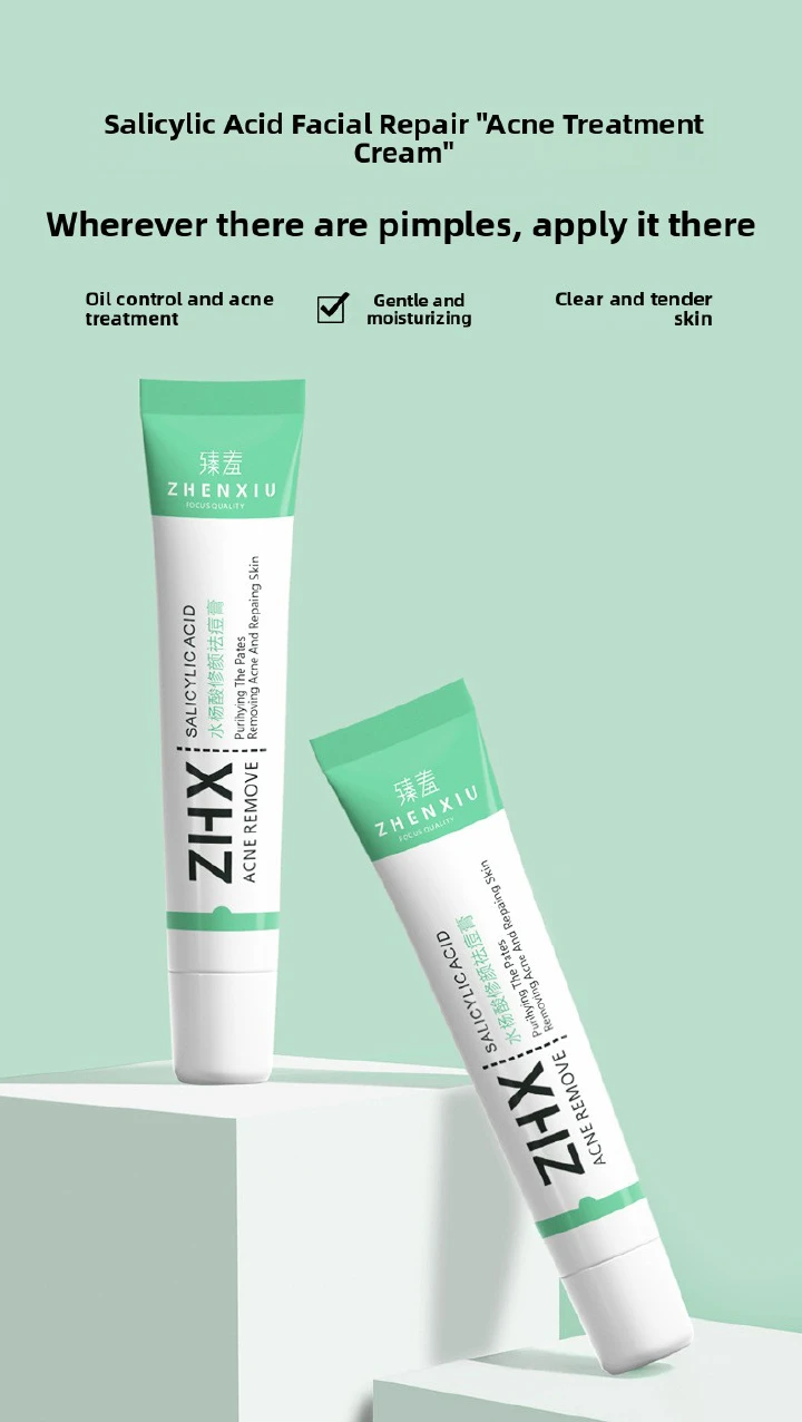 Salicylic Acid Acne Removal Cream, Pimple & Blackhead Spot Treatment, Fade Acne Marks, Oil Control & Gentle Skin Repair for Face