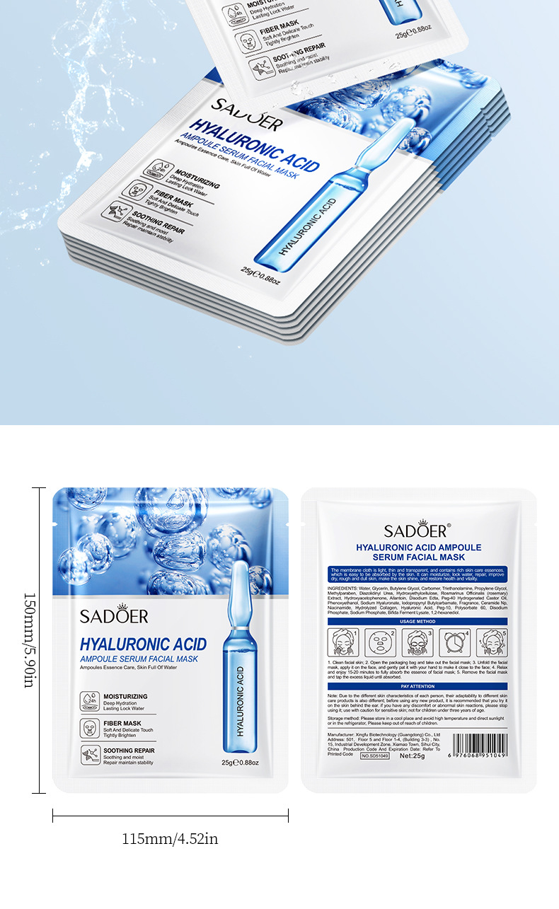 9 Pcs  SADOER Ampoule Serum Facial Mask, Moisturizing Soothing Hydrating Face Sheet Mask For All Skin Types