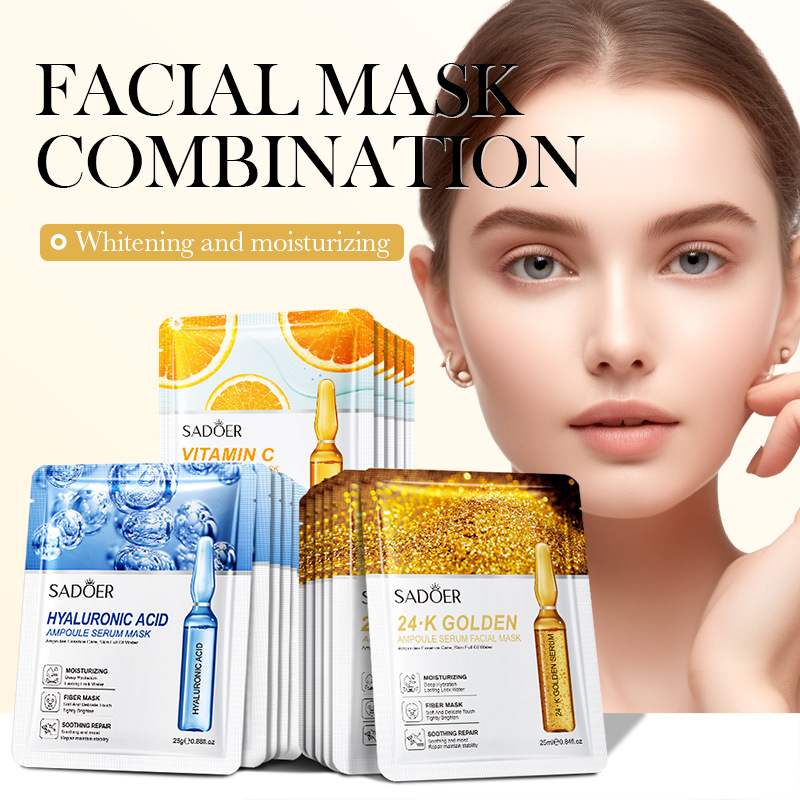 9 Pcs  SADOER Ampoule Serum Facial Mask, Moisturizing Soothing Hydrating Face Sheet Mask For All Skin Types