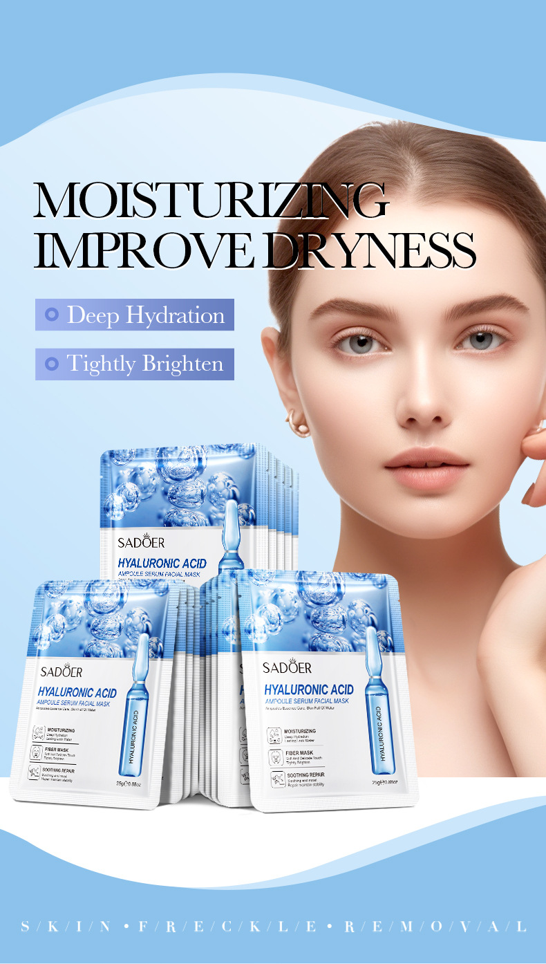 9 Pcs  SADOER Ampoule Serum Facial Mask, Moisturizing Soothing Hydrating Face Sheet Mask For All Skin Types