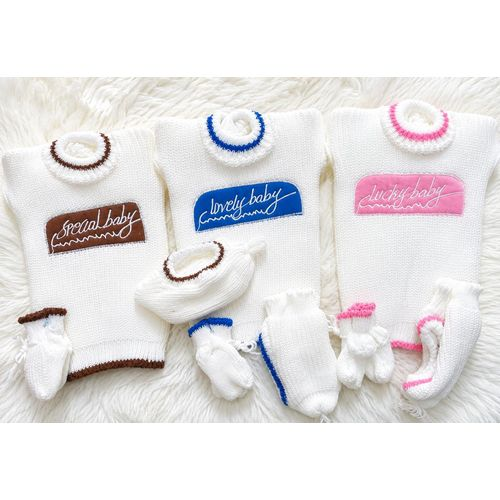 4pc Woolen Newborn receiving clothes/gift set, socks, cap, trouser, sweater