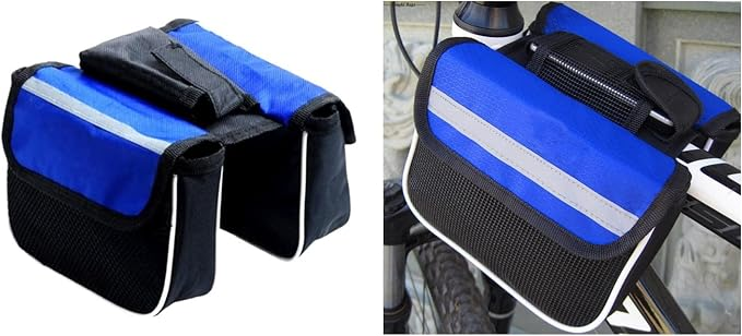 Bike Frame Bag,Quadrilateral Bicycle Storage Bag with Two Side Pockets and Mobile Phone mesh Bag Bicycle Frame Bag for Mountain Bike Bicycle