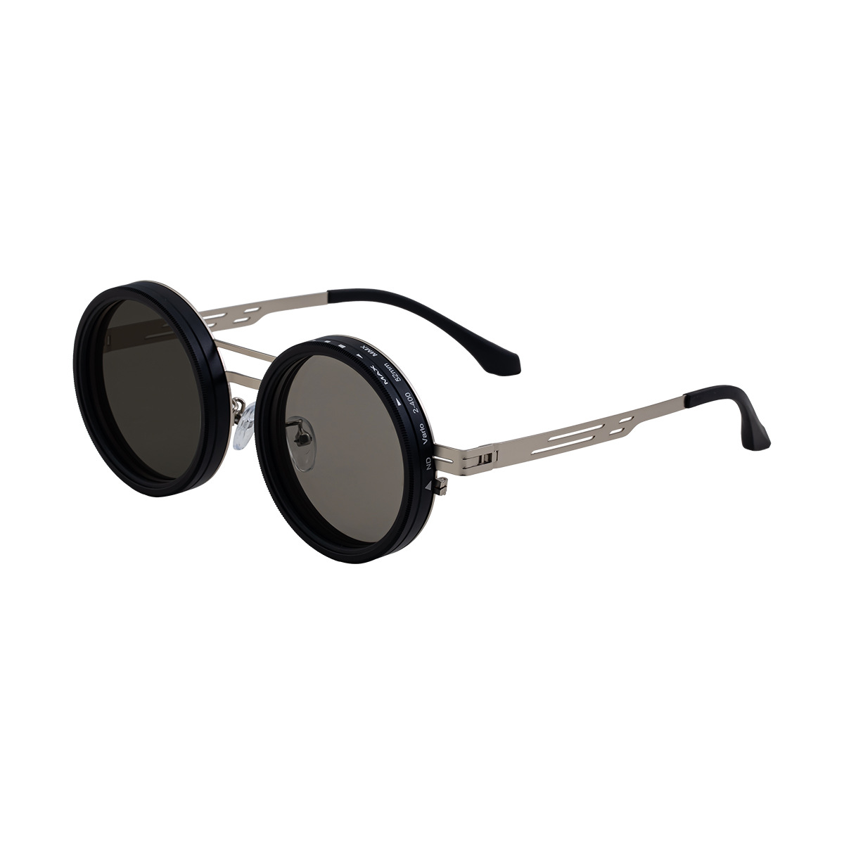ND9 adjustable dimming sunglasses, high-definition polarized fishing sun protection sunglasses, manual dimming rotating lens glasses C1 Black Grey As Picture