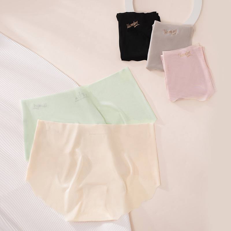 Cross-border Europe and America seamless panties mid-waist large size one-piece cotton crotch breathable bikini mid-low waist thin nude feel