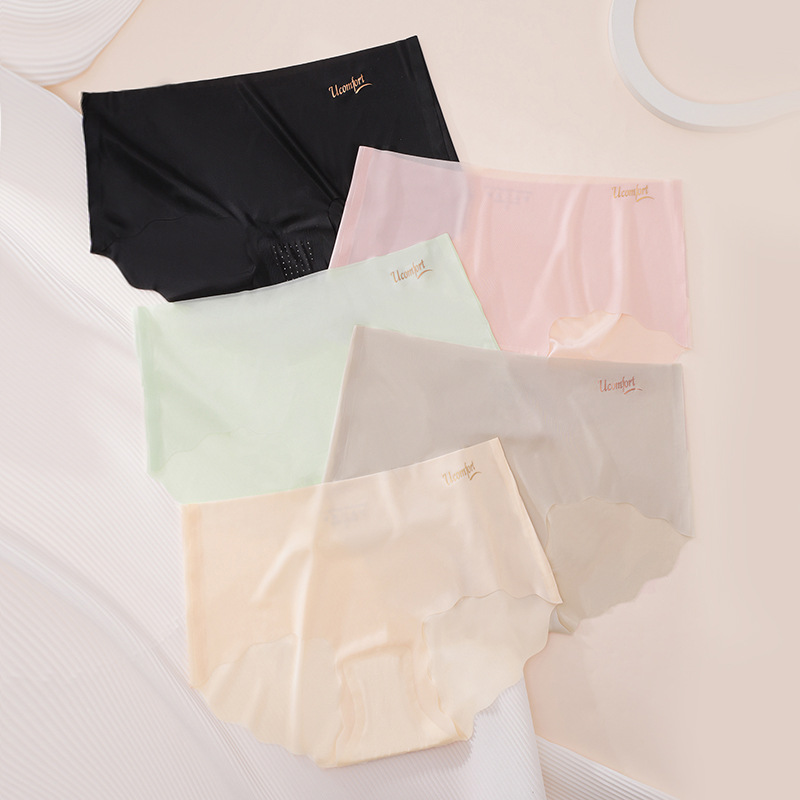 Cross-border Europe and America seamless panties mid-waist large size one-piece cotton crotch breathable bikini mid-low waist thin nude feel