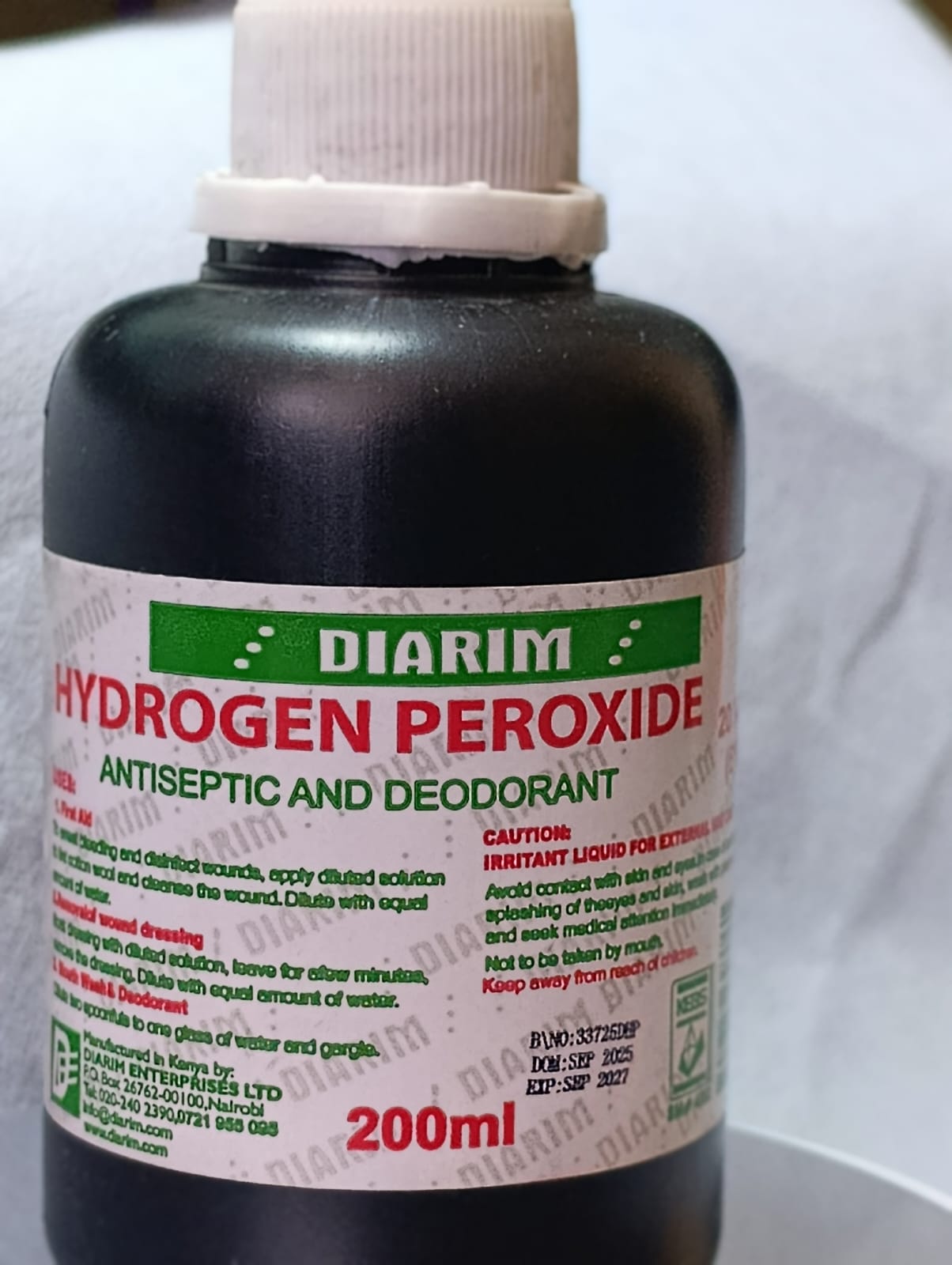 Diarim HYDRÒGEN PEROXIDE, Antiseptic And Deoderant 200ml