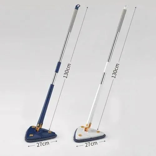 Long Handle Triangular Twist Mop – 360° Rotating Microfiber Head for Corners, Adjustable Telescopic Pole, Easy Squeeze Wringing, Deep Cleaning for Tiles, Wood, Laminate & Hard Floors