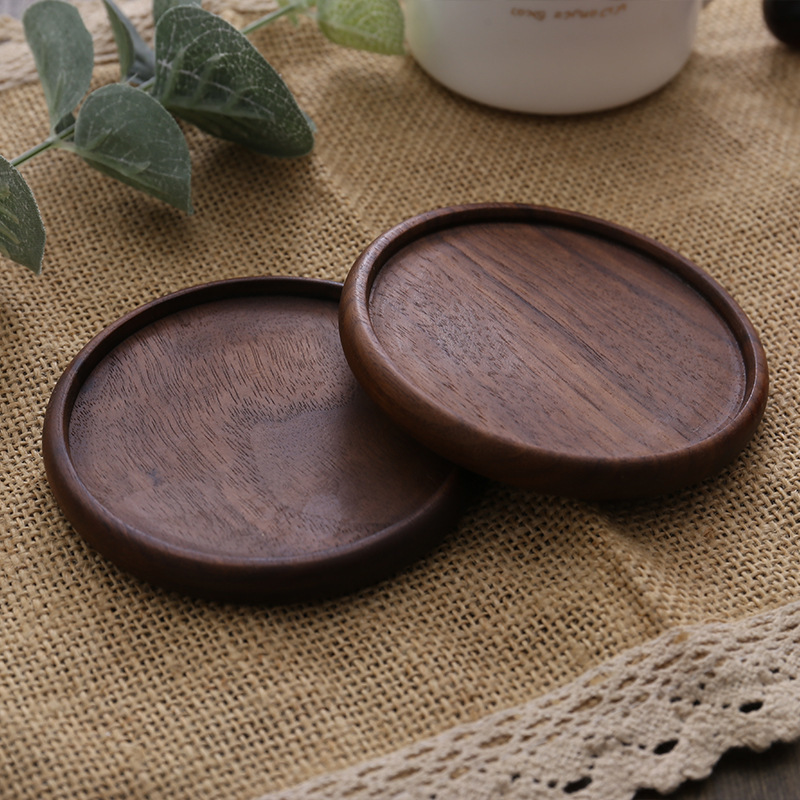 Black walnut coasters, solid wood tea cup cushions, household square tea trays, insulation pads, Zen wooden cushions, tea mop cushions, and slippers