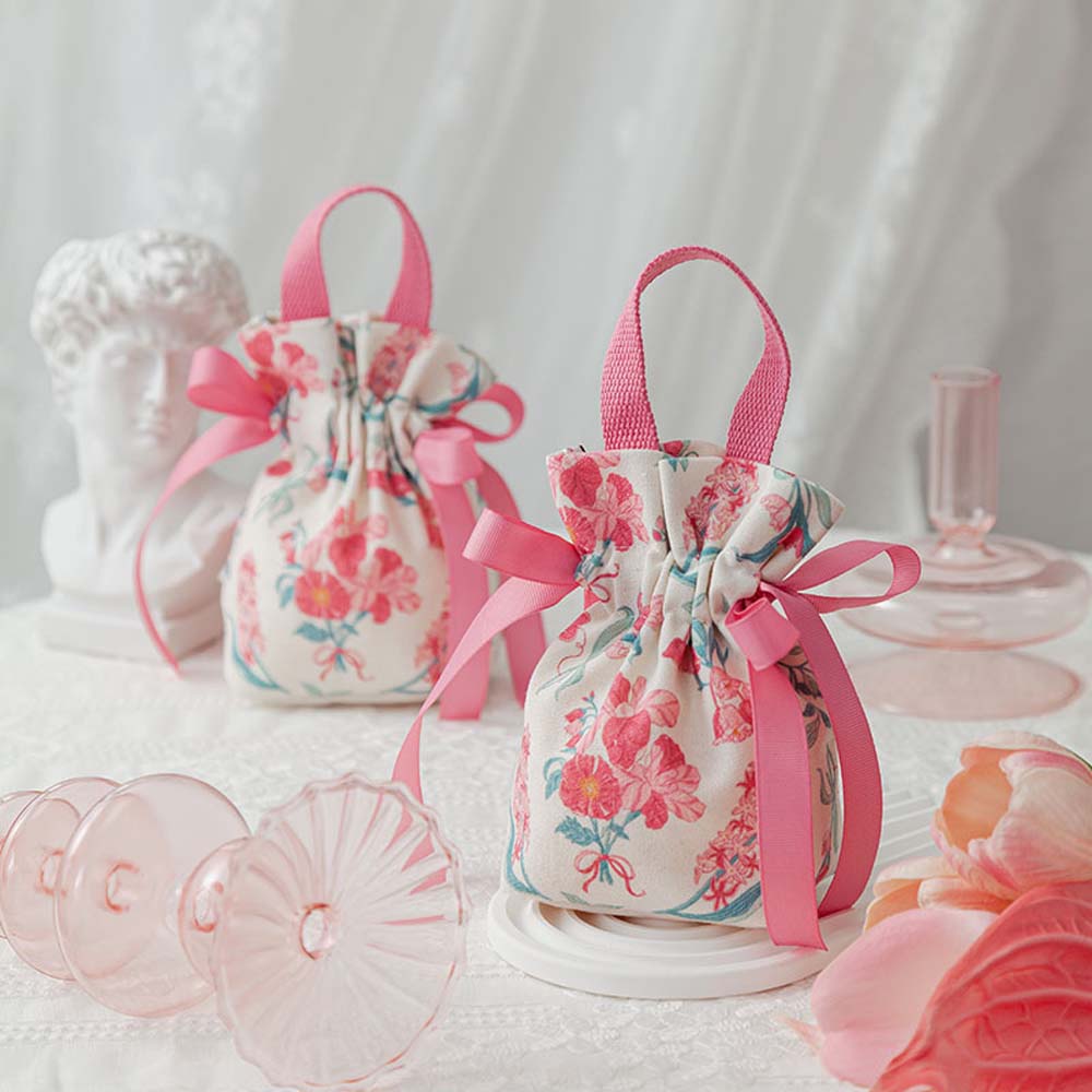 10Pcs Floral Canvas Gift Bags, Durable Pouches for Jewelry, Candy & Party Favors – Ideal for Birthdays, Weddings & All Celebrations