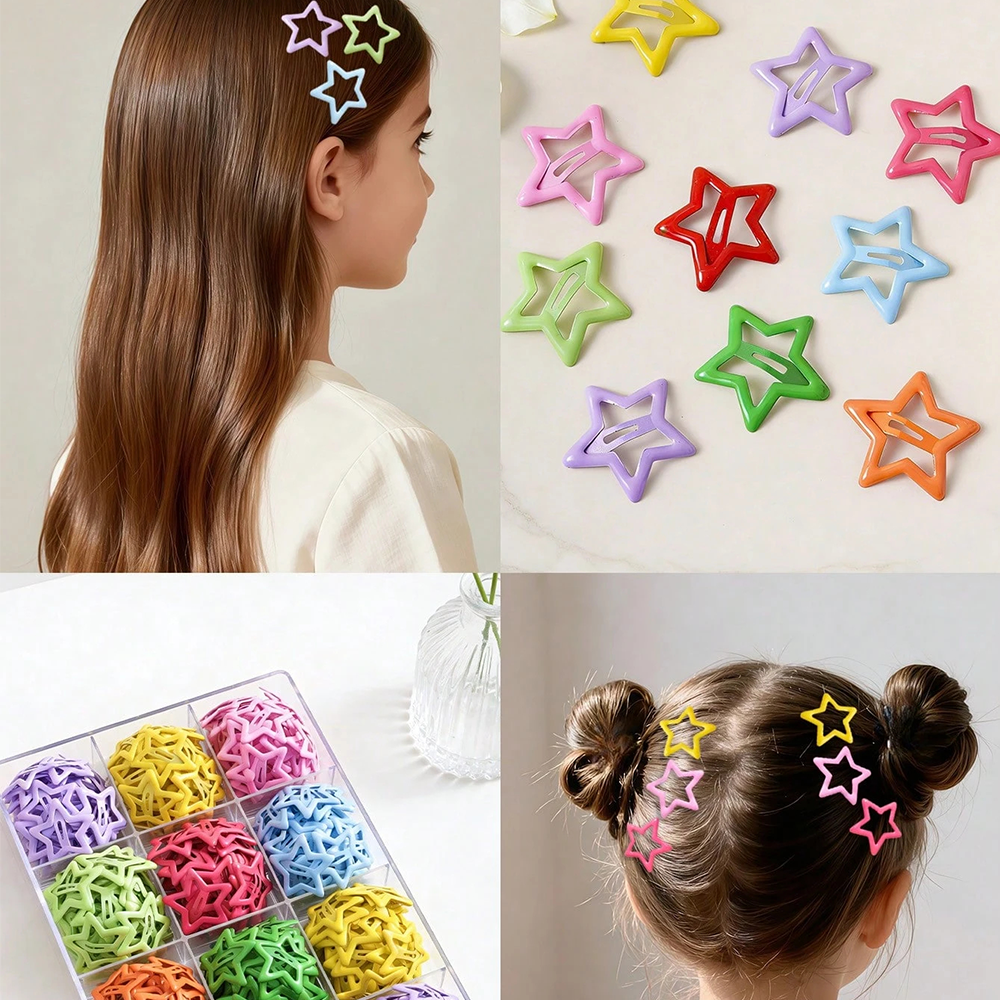 40Pcs Mixed Candy Color Star Hair Clips for Girls, 3CM Minimalist Pentagram BB Hair Pins, Cute Sweet Hair Accessories for Daily School Outdoor Performance Photo Shoot
