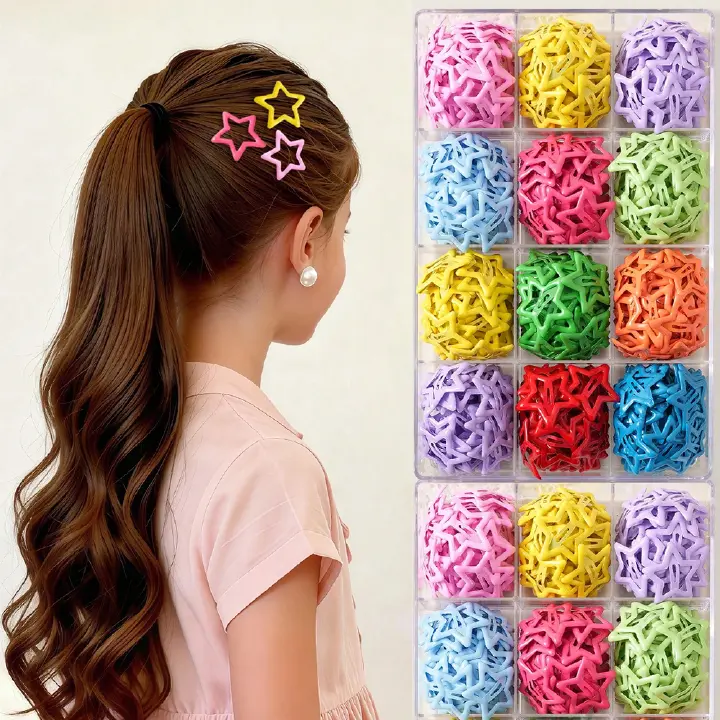 40Pcs Mixed Candy Color Star Hair Clips for Girls, 3CM Minimalist Pentagram BB Hair Pins, Cute Sweet Hair Accessories for Daily School Outdoor Performance Photo Shoot
