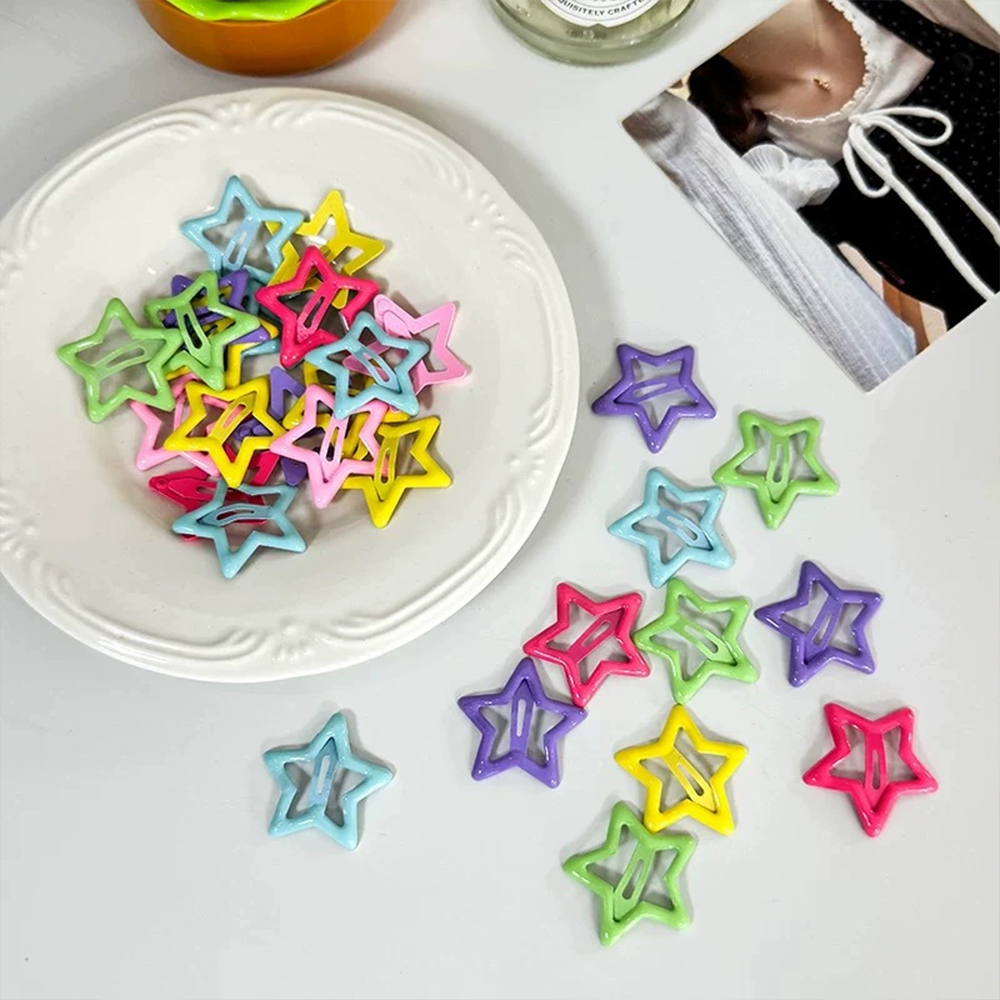 40Pcs Mixed Candy Color Star Hair Clips for Girls, 3CM Minimalist Pentagram BB Hair Pins, Cute Sweet Hair Accessories for Daily School Outdoor Performance Photo Shoot