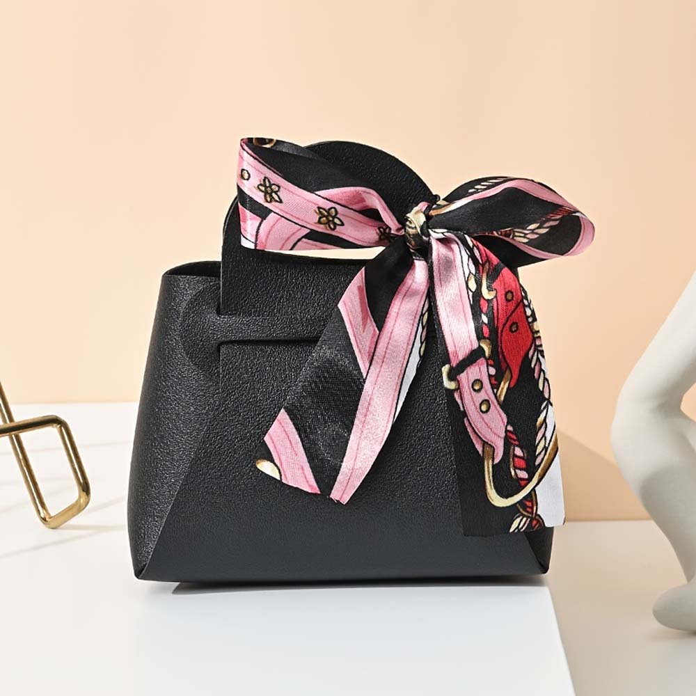 20 Pcs Faux Leather Gift Bags with Bow Ribbons, Mini Handbag Design for Wedding Birthday Party Favor & Candy Packaging
