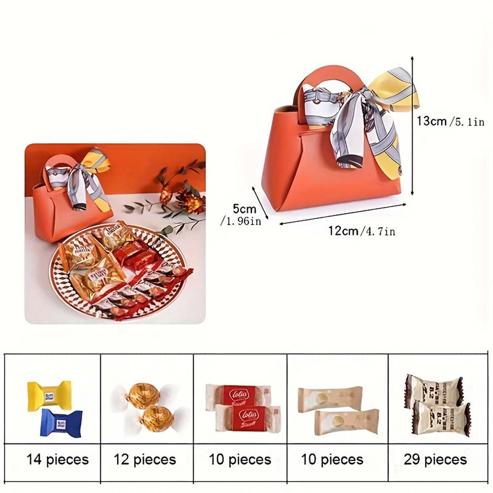20 Pcs Faux Leather Gift Bags with Bow Ribbons, Mini Handbag Design for Wedding Birthday Party Favor & Candy Packaging