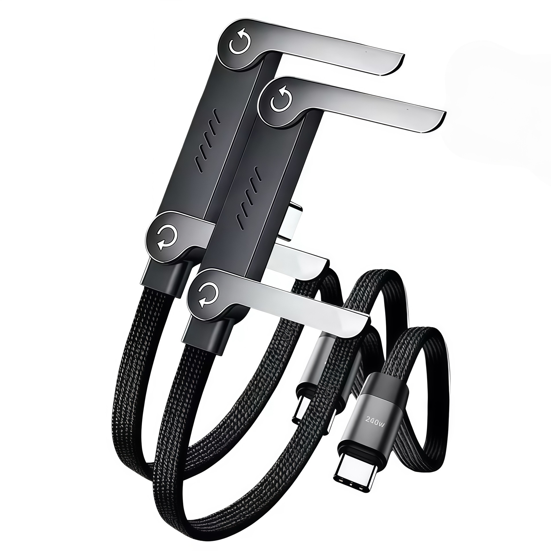 🔥240W Fast Charging USB C Cable with Foldable Phone Stand L-Shaped Braided Cord for Samsung Xiaomi Huawei