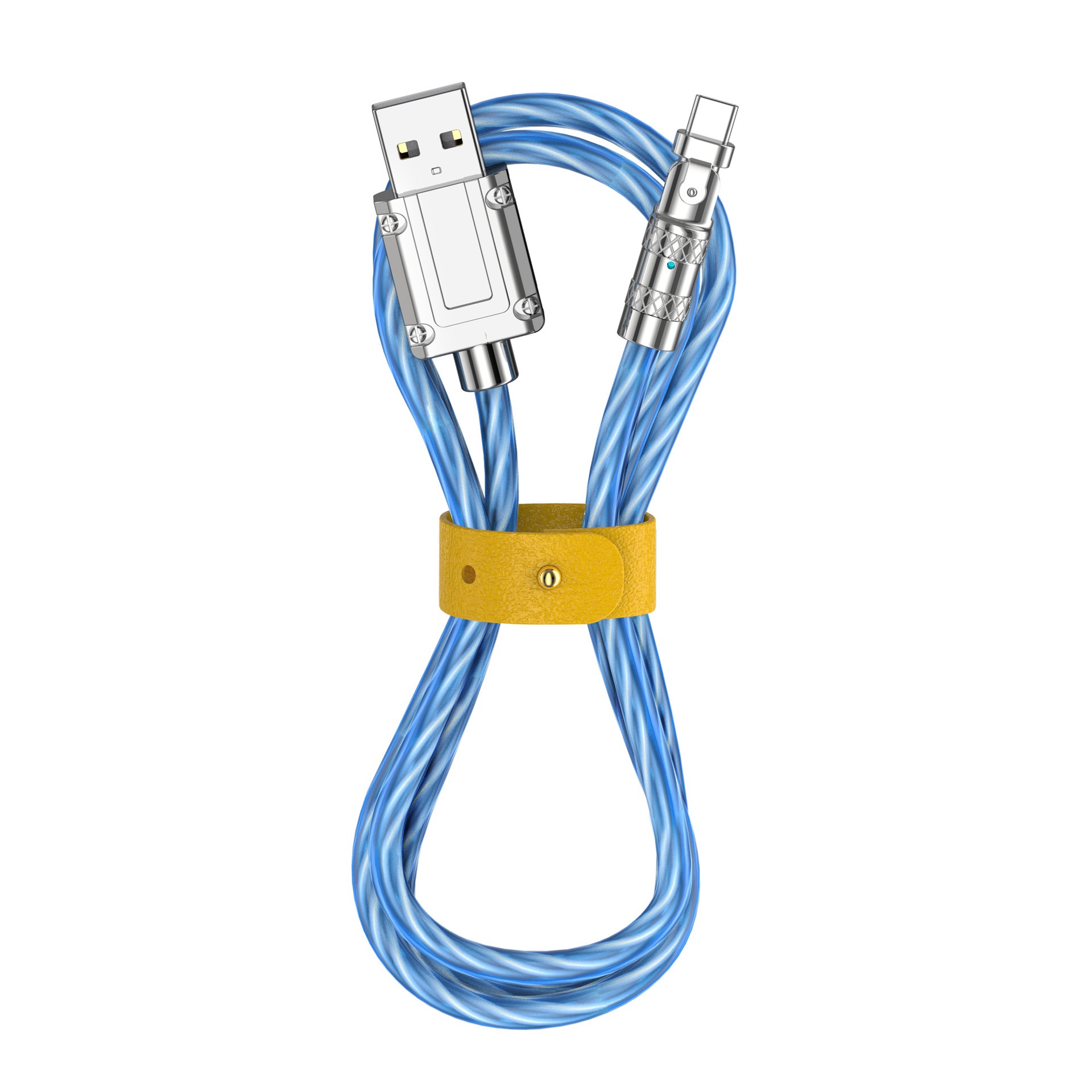🔥LED Flowing Light Type C Cable Fast Charging 180° Rotatable For Samsung Xiaomi Huawei Car Charger Cord