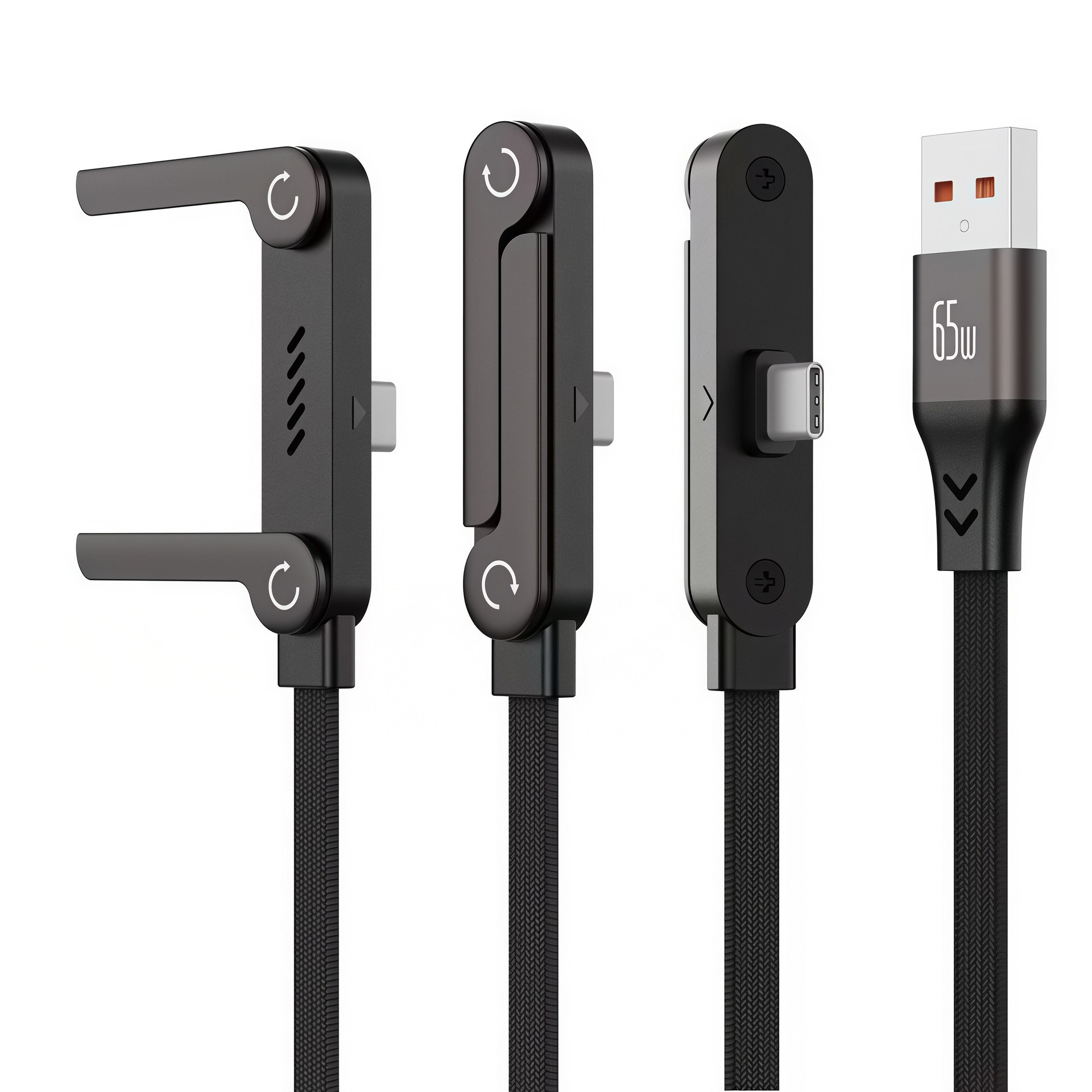 🔥240W Fast Charging USB C Cable with Foldable Phone Stand L-Shaped Braided Cord for Samsung Xiaomi Huawei