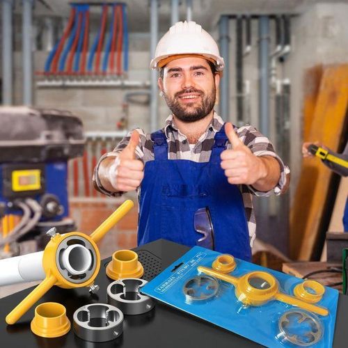 6-piece plastic pipe threading die set, pipe threading tool kit, for manual quick threading of PVC pipes.