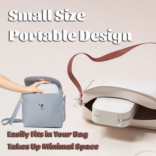 Portable LED makeup case with mirror, USB charging, 1000mAh battery, foldable design, durable cosmetic storage box