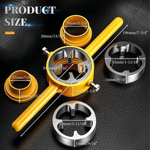 6-piece plastic pipe threading die set, pipe threading tool kit, for manual quick threading of PVC pipes.