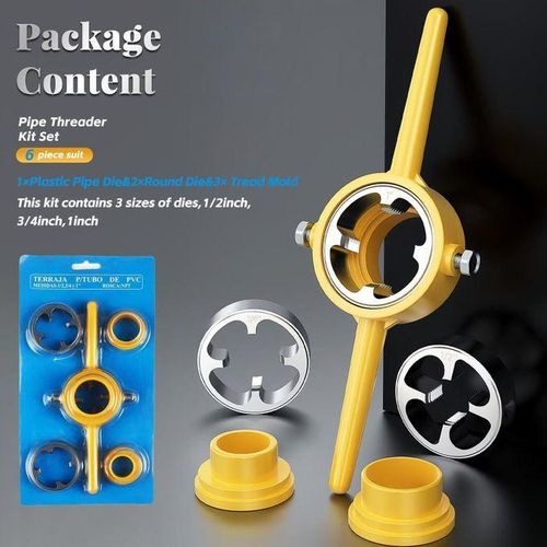 6-piece plastic pipe threading die set, pipe threading tool kit, for manual quick threading of PVC pipes.
