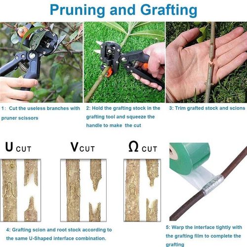 Professional Garden Tree Grafting & Pruning Tool Kit - 2-in-1 Pruner Shears or Fruit Tree Grafting and Plant Cutting