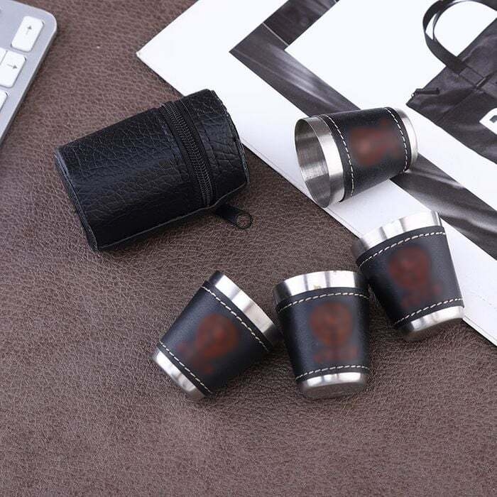 Outdoor stainless steel small wine glass set, 4 cups, 1 set, travel coffee, portable water glass, white spirit glass, camping beer glass
