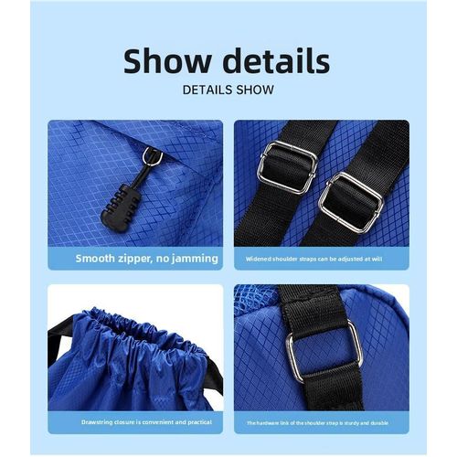 High Quality Lightweight Hiking Backpack Royal Blue Waterproof Wear- resistant Oxford Drawstring Bag For Holding Cups For Men Women Travel