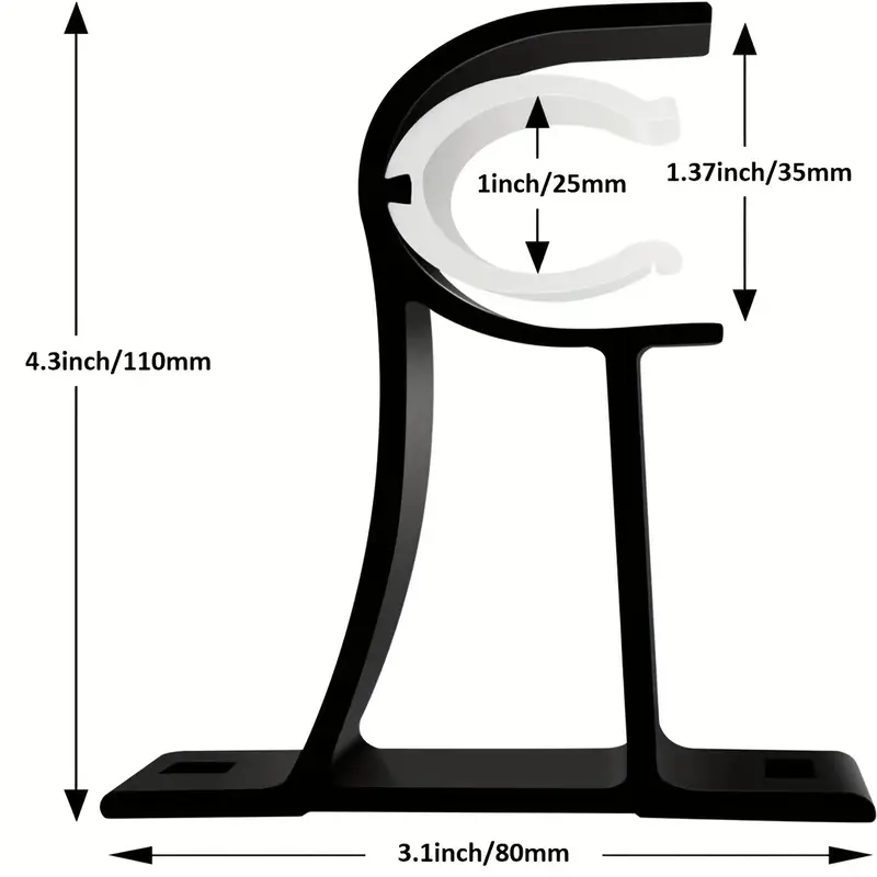 4pcs Heavy Duty Curtain Rod Brackets - Black Aluminum Alloy, 1-1.2" Diameter, Easy Install