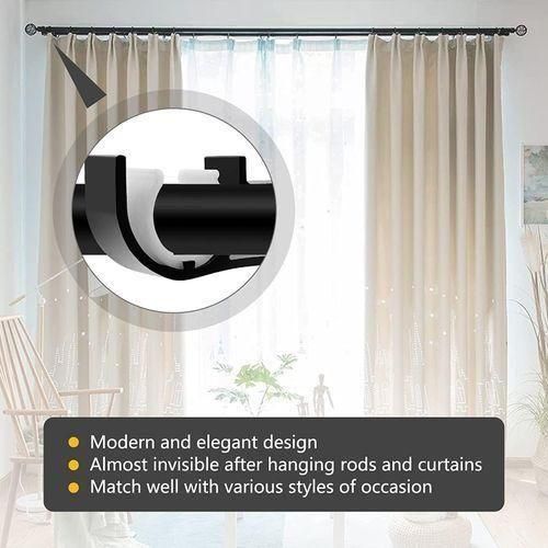 4pcs Heavy Duty Curtain Rod Brackets - Black Aluminum Alloy, 1-1.2" Diameter, Easy Install