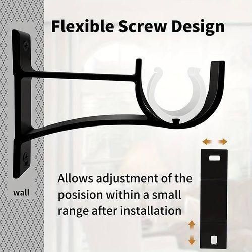 4pcs Heavy Duty Curtain Rod Brackets - Black Aluminum Alloy, 1-1.2" Diameter, Easy Install