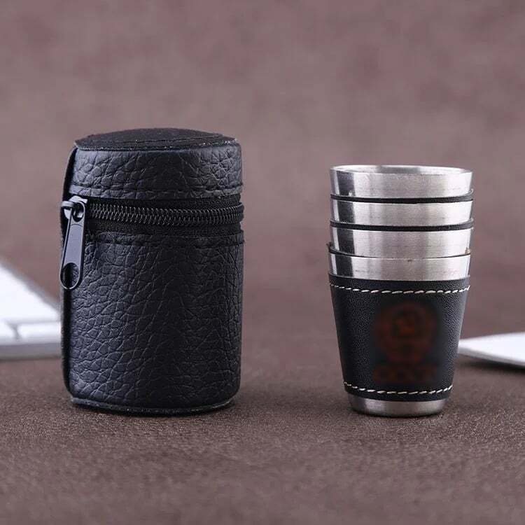 Outdoor stainless steel small wine glass set, 4 cups, 1 set, travel coffee, portable water glass, white spirit glass, camping beer glass