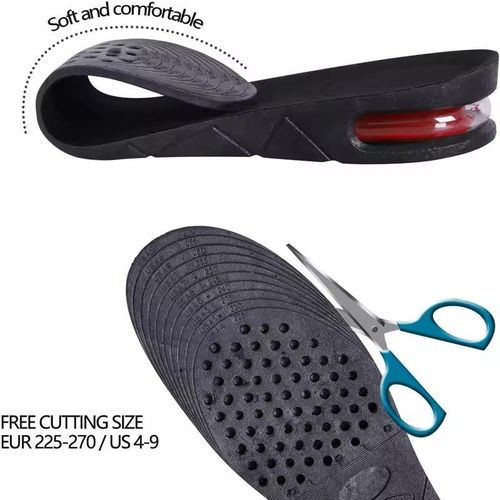 Height-Increasing Insoles - Adjustable Air Cushion Inserts for Men & Women, Black, 3-9cm Lift