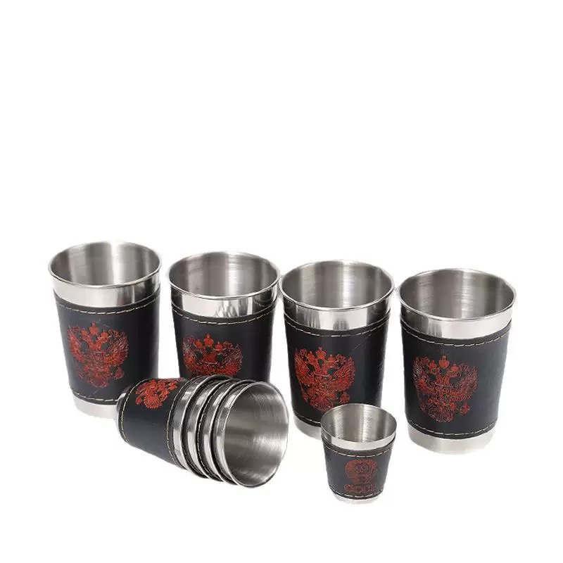 Outdoor stainless steel small wine glass set, 4 cups, 1 set, travel coffee, portable water glass, white spirit glass, camping beer glass