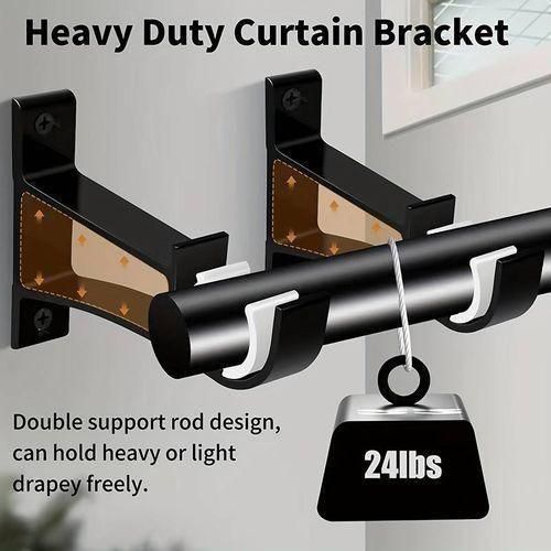 4pcs Heavy Duty Curtain Rod Brackets - Black Aluminum Alloy, 1-1.2" Diameter, Easy Install