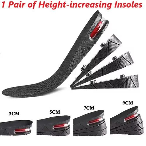 Height-Increasing Insoles - Adjustable Air Cushion Inserts for Men & Women, Black, 3-9cm Lift