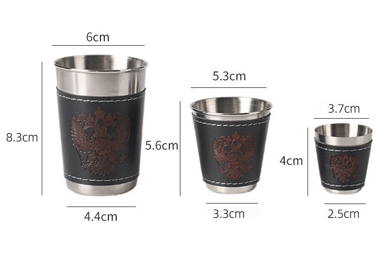 Outdoor stainless steel small wine glass set, 4 cups, 1 set, travel coffee, portable water glass, white spirit glass, camping beer glass
