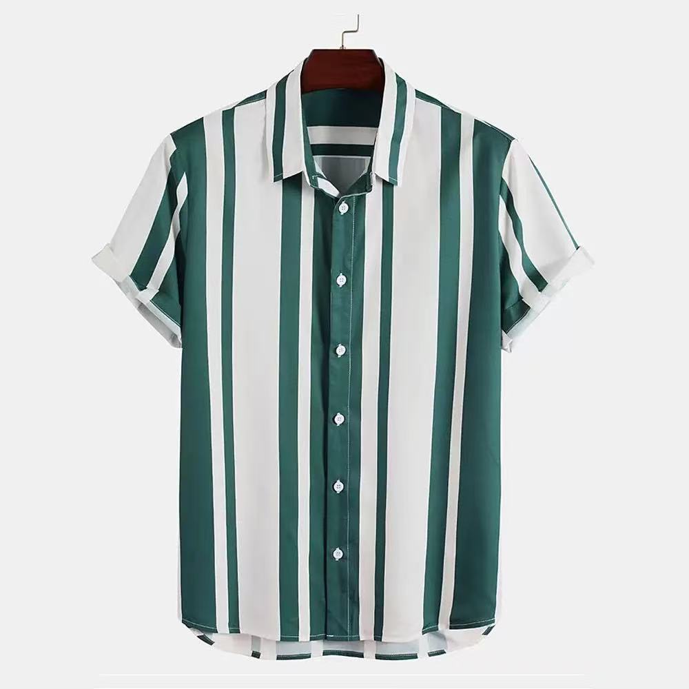 Men's Casual Short Sleeve T-Shirt - Blue & White Cotton-Polyester, Sizes S-XXXL