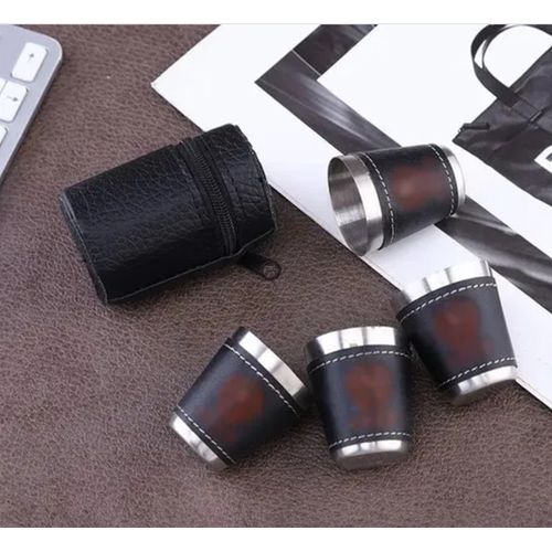 Outdoor stainless steel small wine glass set, 4 cups, 1 set, travel coffee, portable water glass, white spirit glass, camping beer glass