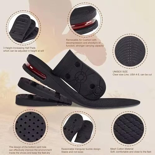 Height-Increasing Insoles - Adjustable Air Cushion Inserts for Men & Women, Black, 3-9cm Lift