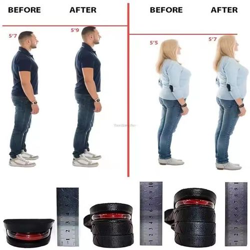 Height-Increasing Insoles - Adjustable Air Cushion Inserts for Men & Women, Black, 3-9cm Lift